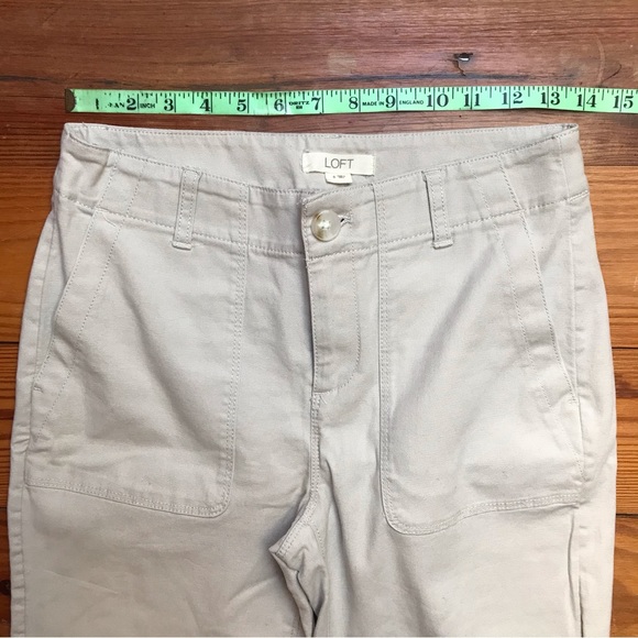 Loft Light Beige Gathered Ankle Khaki Pants, NWT, 0 - Picture 5 of 11